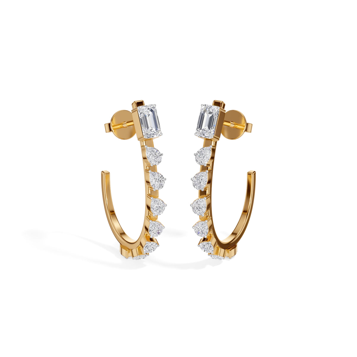 Yellow Gold 2Ct Prong Linear Pear Lab Grown Diamond Xanira Earring