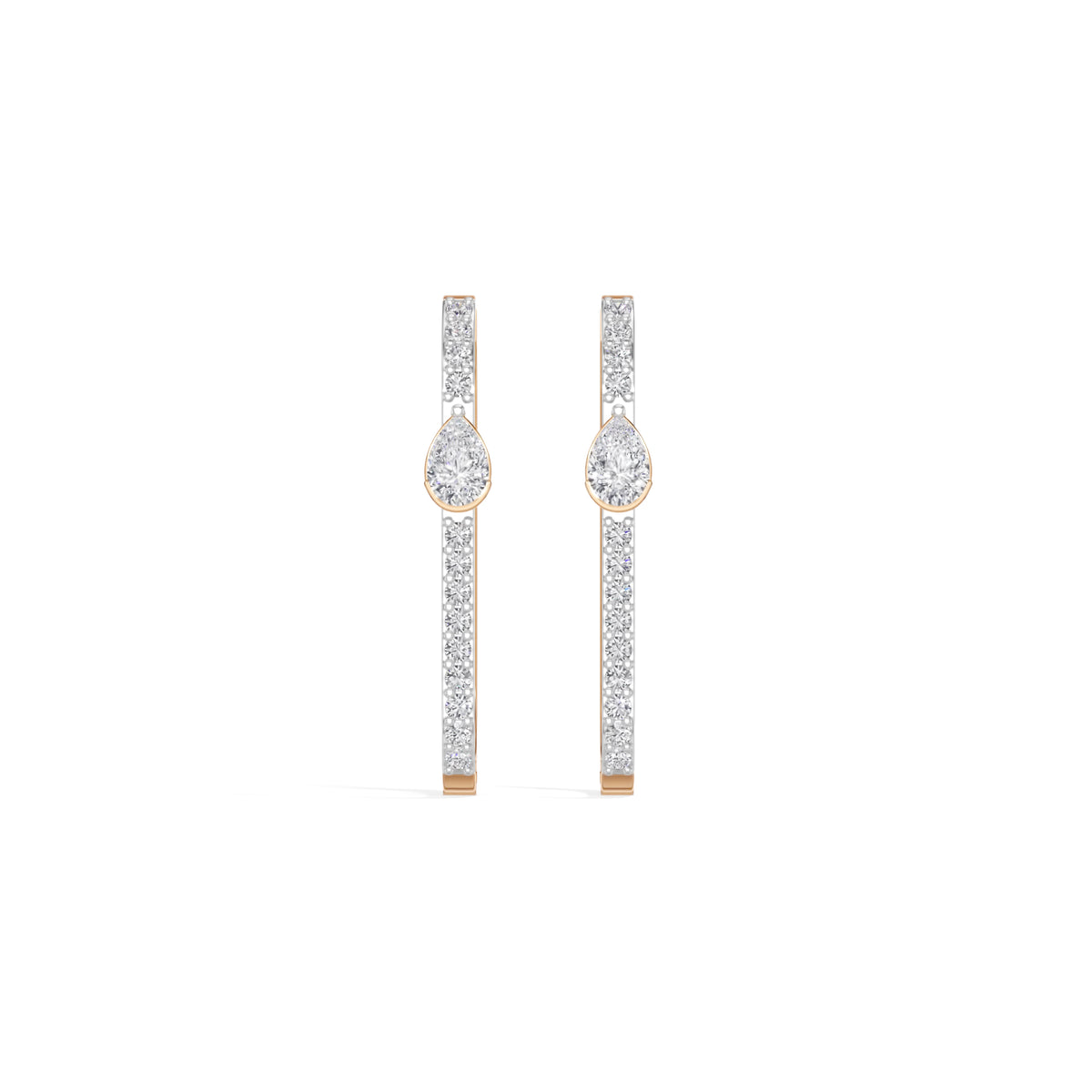 Rose Gold 1Ct Pave Bar Pear Lab Grown Diamond Zyvonne Earring