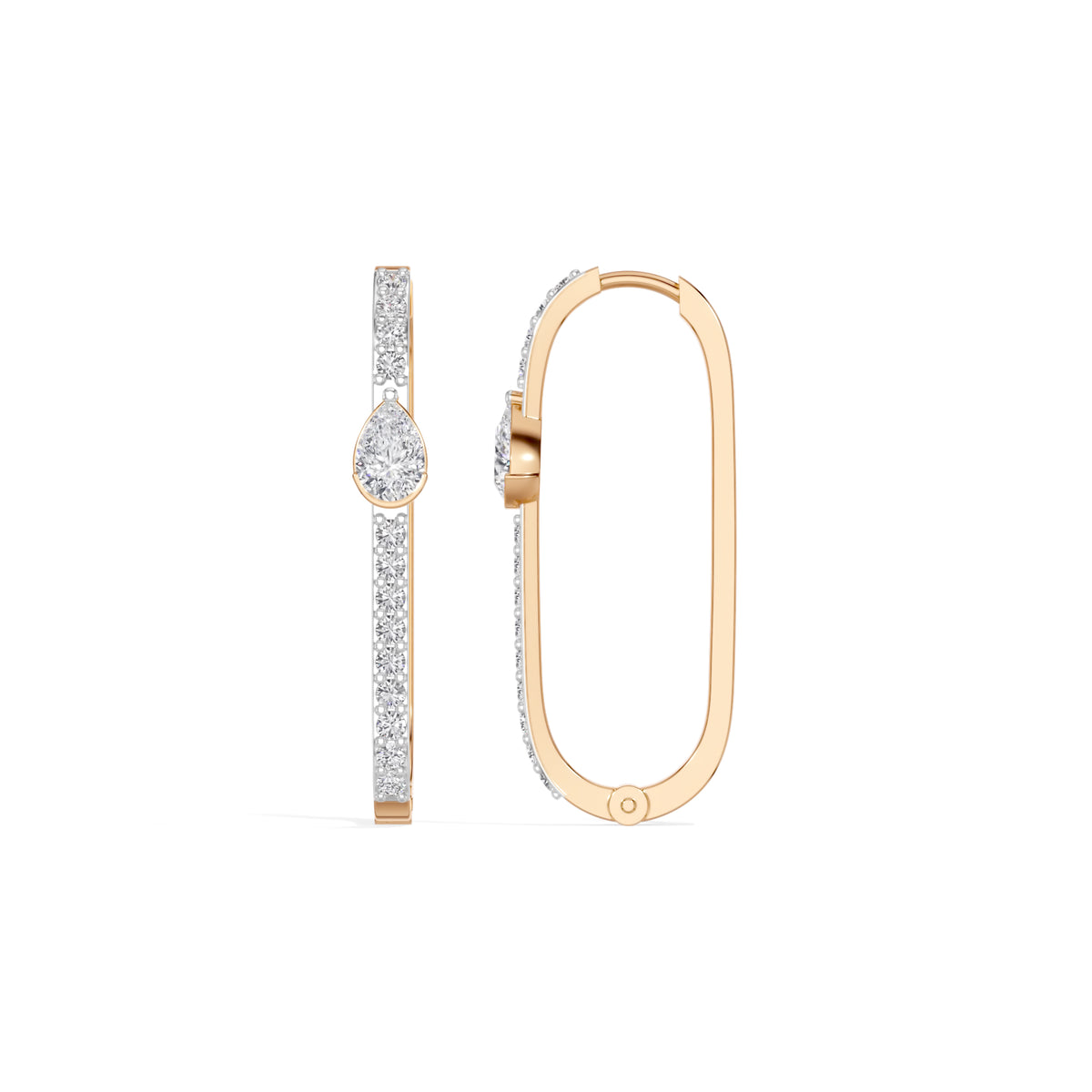Rose Gold 1Ct Pave Bar Pear Lab Grown Diamond Zyvonne Earring