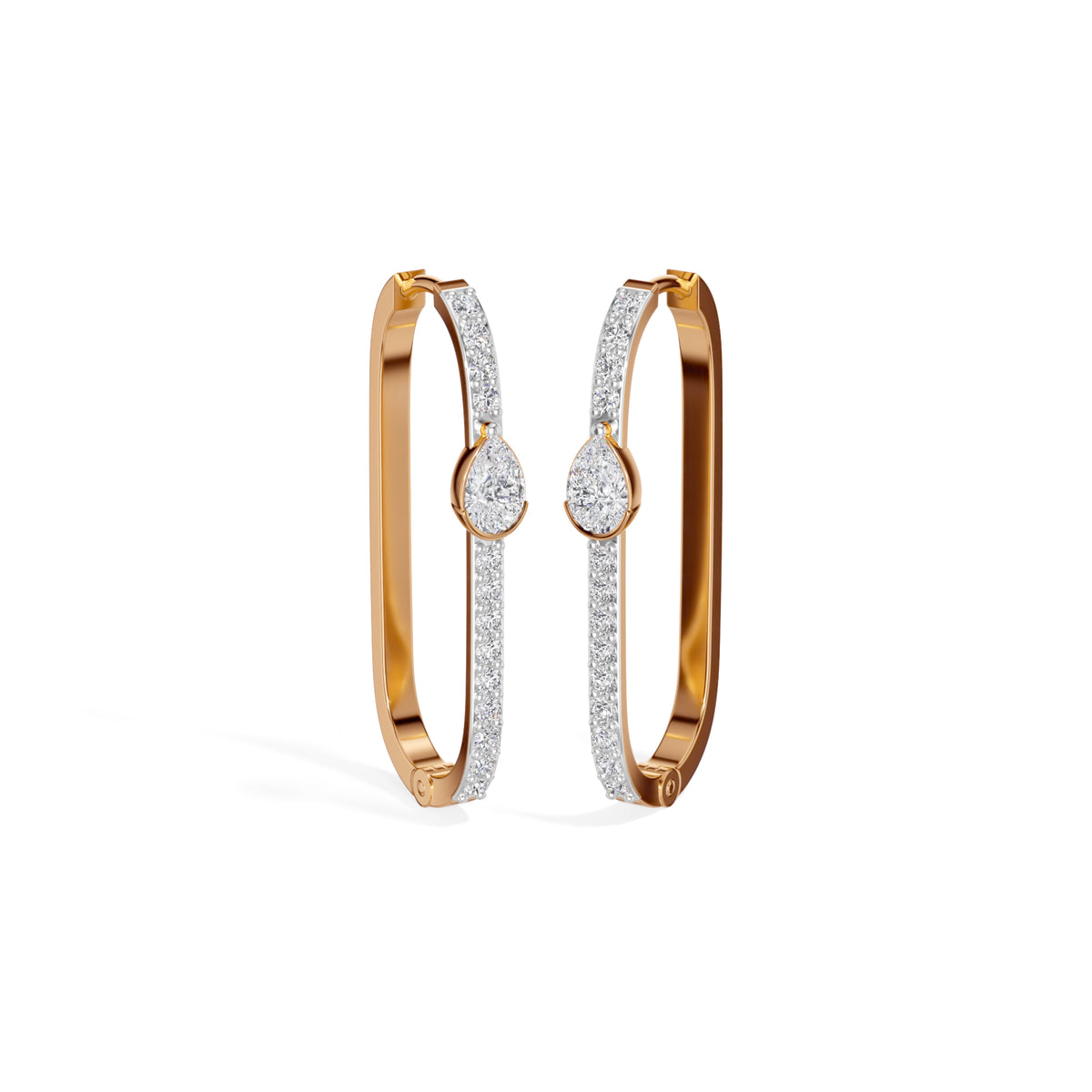 Rose Gold 1Ct Pave Bar Pear Lab Grown Diamond Zyvonne Earring