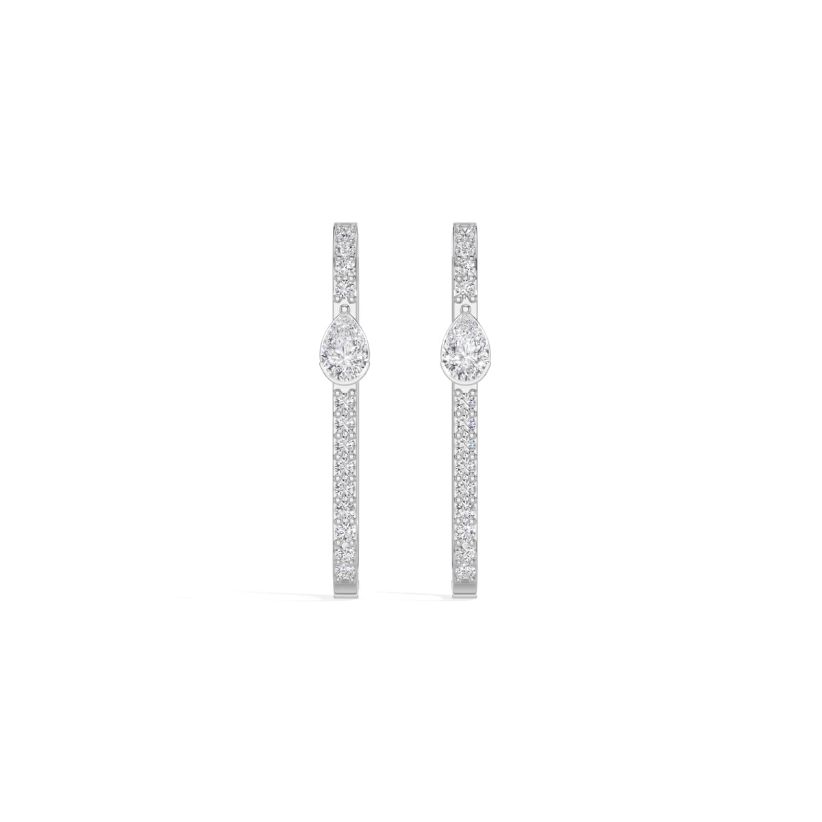 White Gold 1Ct Pave Bar Pear Lab Grown Diamond Zyvonne Earring