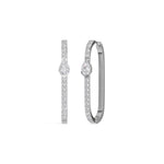 White Gold 1Ct Pave Bar Pear Lab Grown Diamond Zyvonne Earring