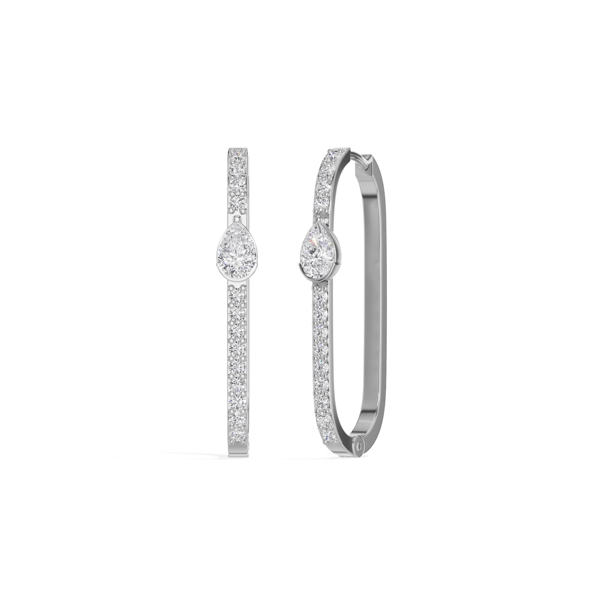 White Gold 1Ct Pave Bar Pear Lab Grown Diamond Zyvonne Earring