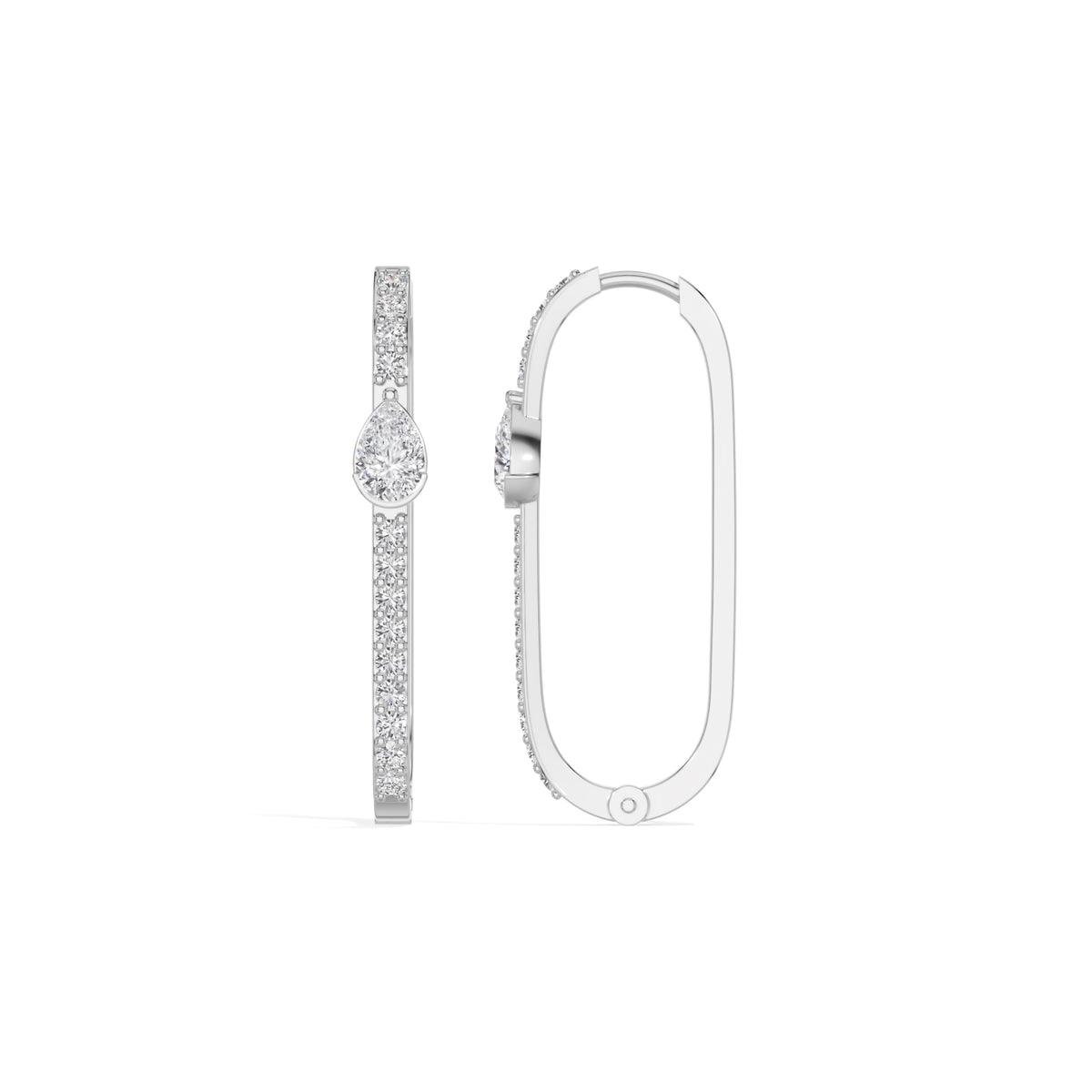 White Gold 1Ct Pave Bar Pear Lab Grown Diamond Zyvonne Earring