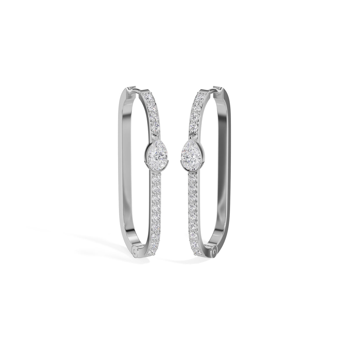 White Gold 1Ct Pave Bar Pear Lab Grown Diamond Zyvonne Earring