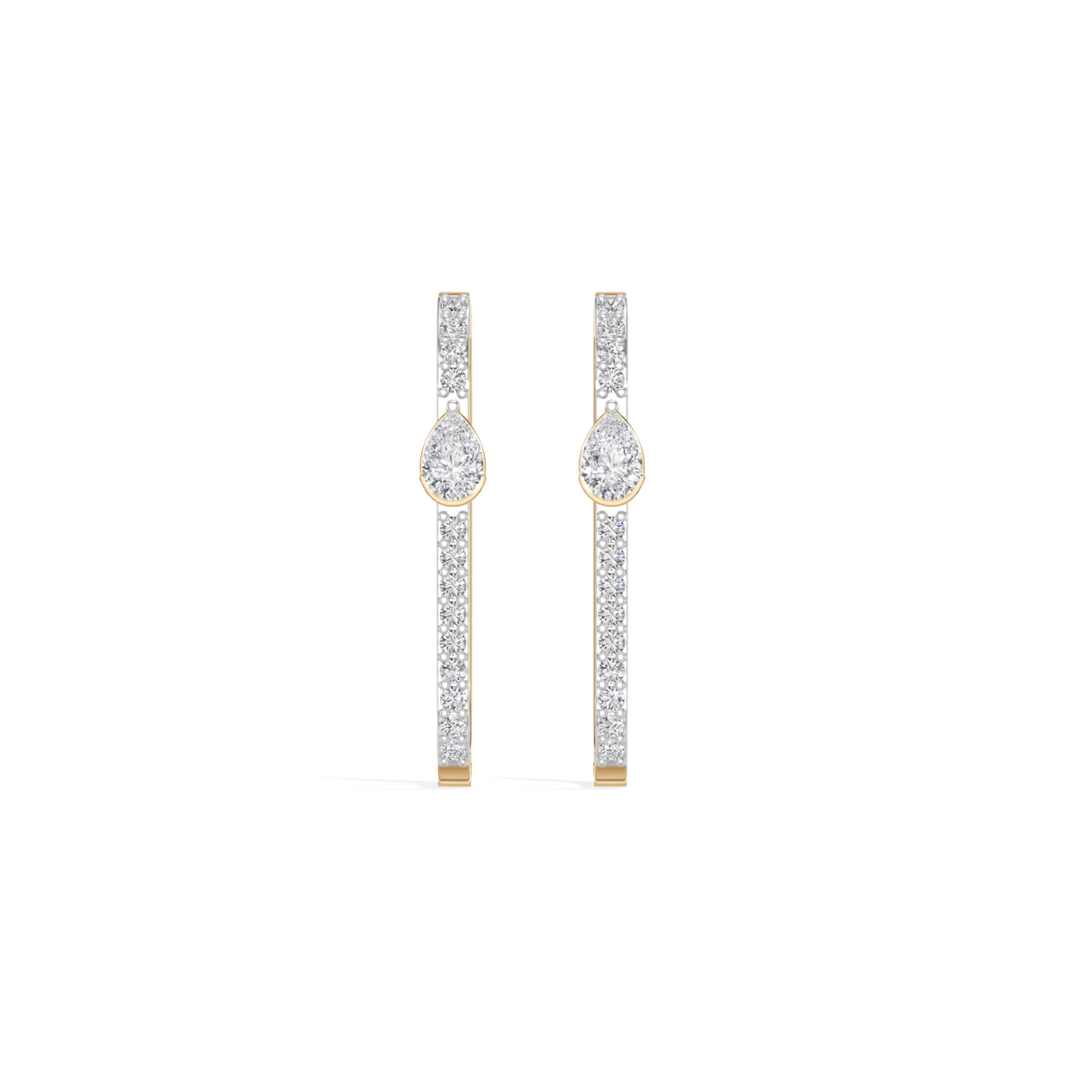 Yellow Gold 1Ct Pave Bar Pear Lab Grown Diamond Zyvonne Earring