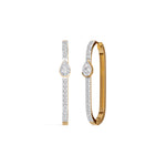 Yellow Gold 1Ct Pave Bar Pear Lab Grown Diamond Zyvonne Earring