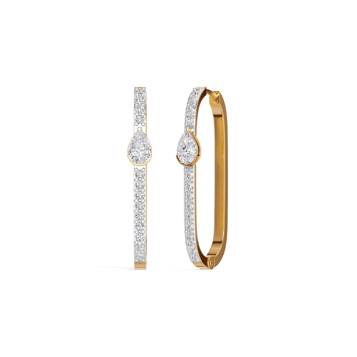 Yellow Gold 1Ct Pave Bar Pear Lab Grown Diamond Zyvonne Earring