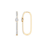 Yellow Gold 1Ct Pave Bar Pear Lab Grown Diamond Zyvonne Earring