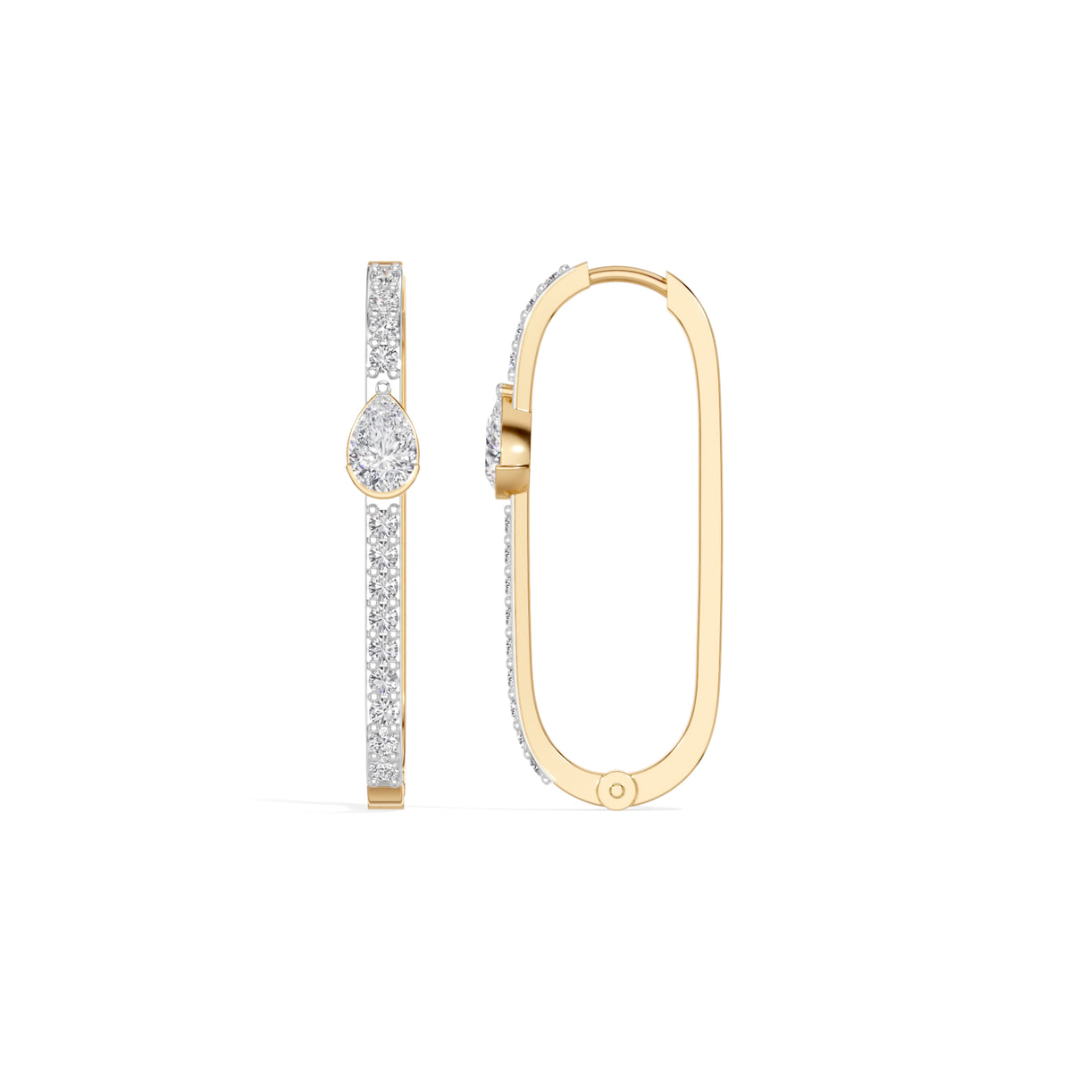 Yellow Gold 1Ct Pave Bar Pear Lab Grown Diamond Zyvonne Earring