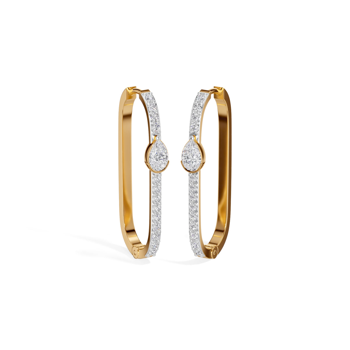 Yellow Gold 1Ct Pave Bar Pear Lab Grown Diamond Zyvonne Earring