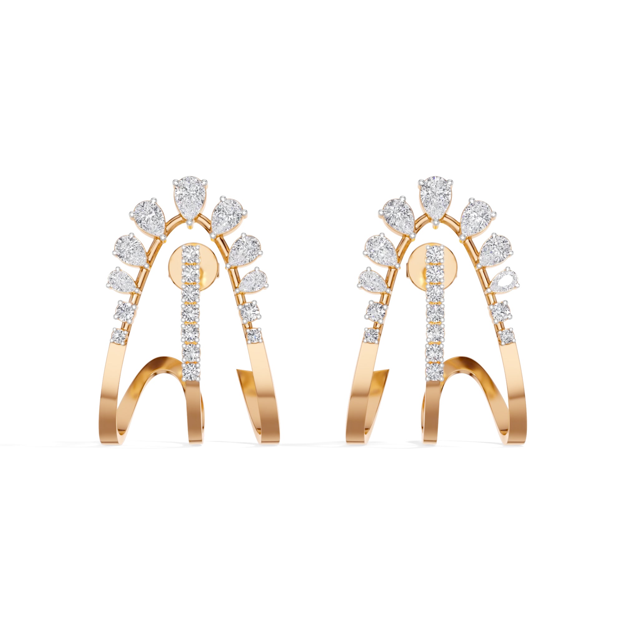 Rose Gold 1 50Ct Pave Arc Pear Lab Grown Diamond Zelora Earring