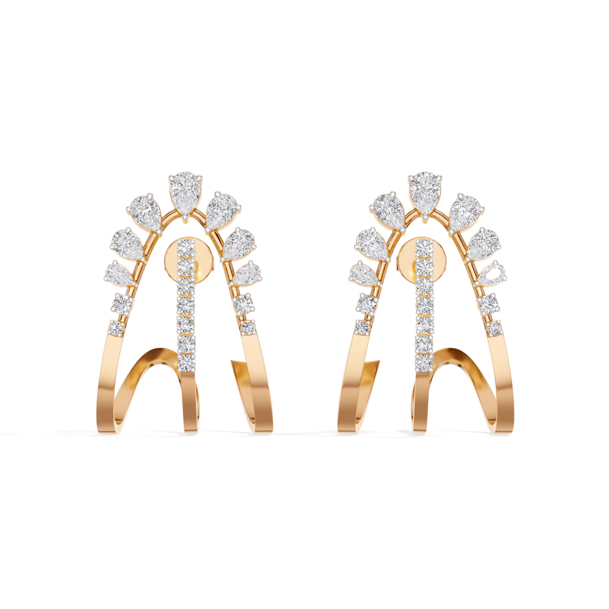 Rose Gold 1 50Ct Pave Arc Pear Lab Grown Diamond Zelora Earring