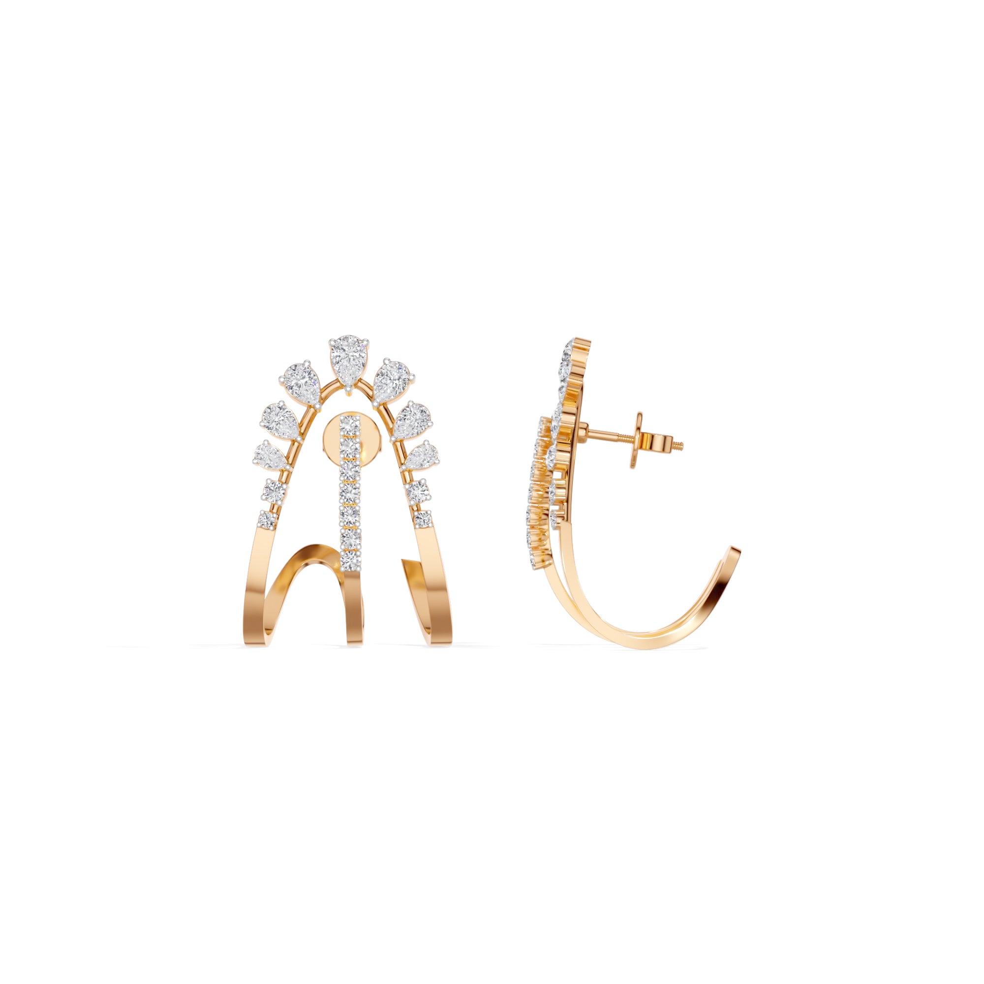Rose Gold 1 50Ct Pave Arc Pear Lab Grown Diamond Zelora Earring