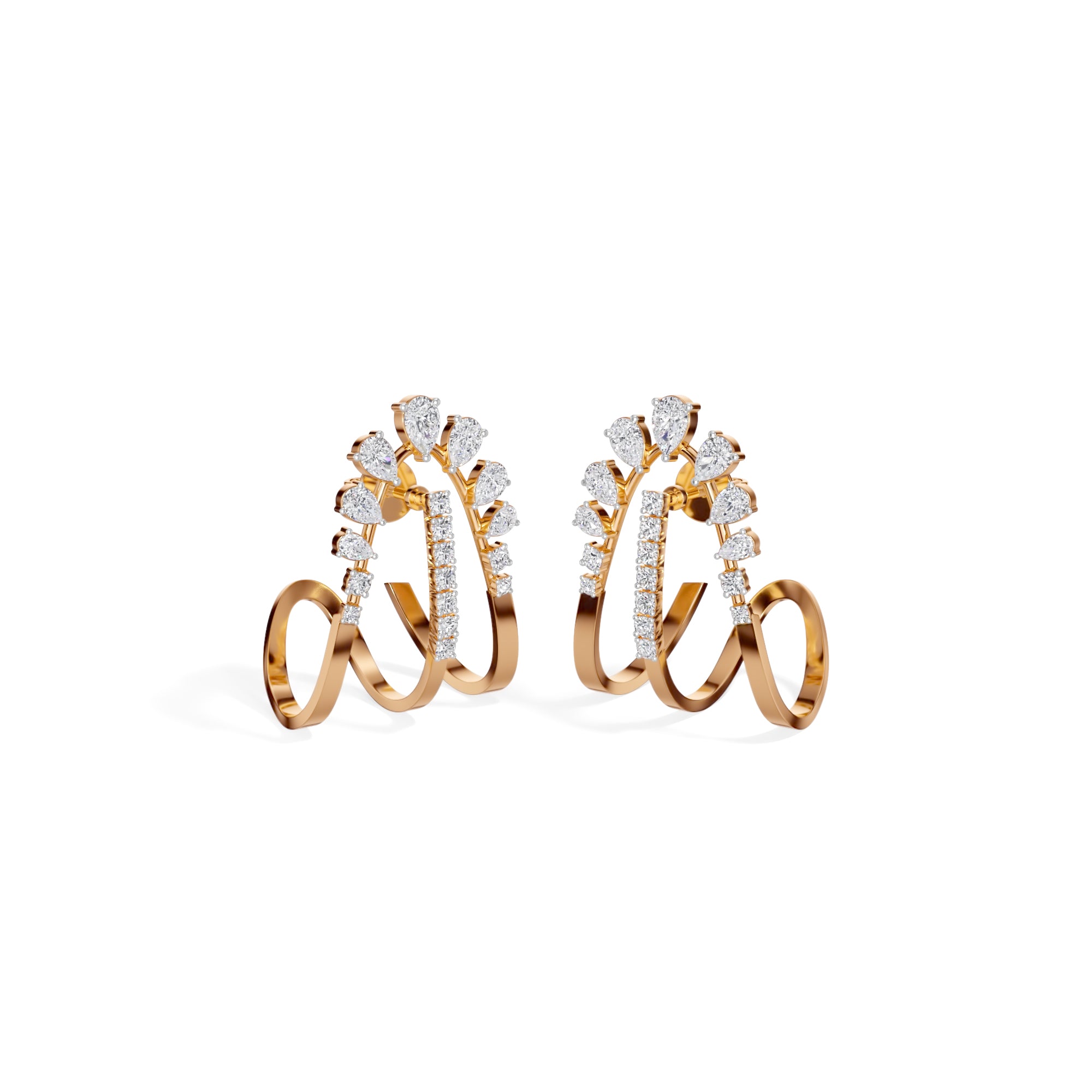 Rose Gold 1 50Ct Pave Arc Pear Lab Grown Diamond Zelora Earring