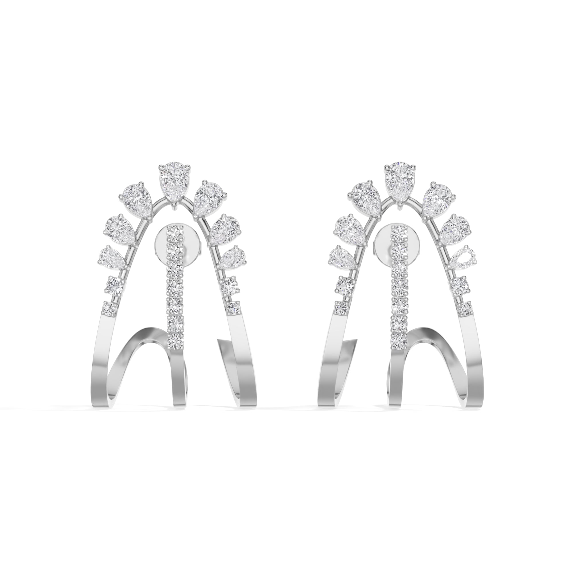 White Gold 1 50Ct Pave Arc Pear Lab Grown Diamond Zelora Earring