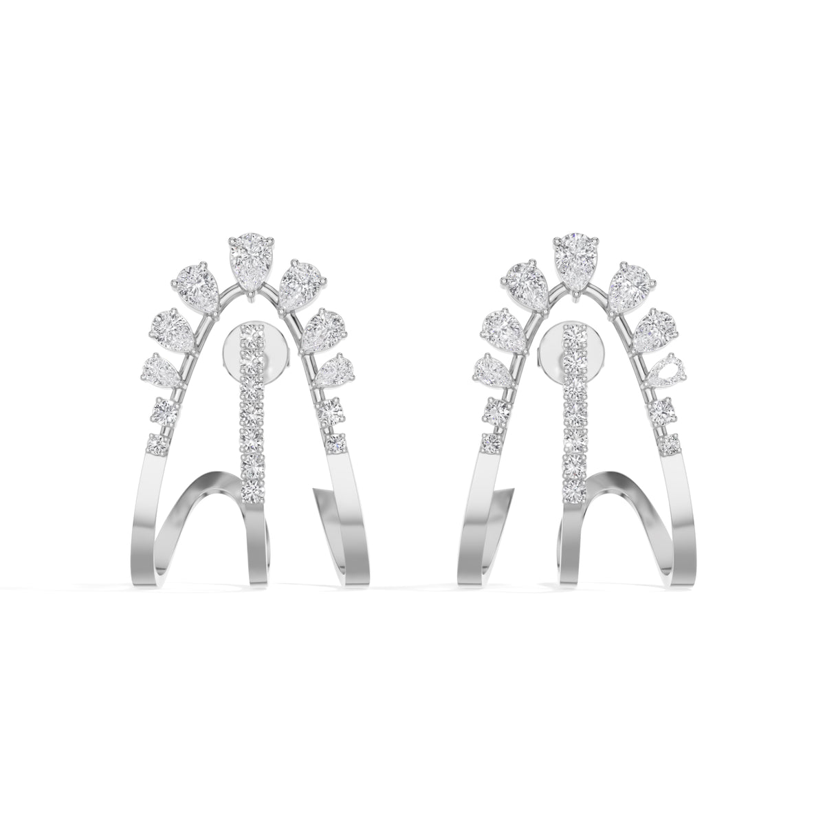 White Gold 1 50Ct Pave Arc Pear Lab Grown Diamond Zelora Earring