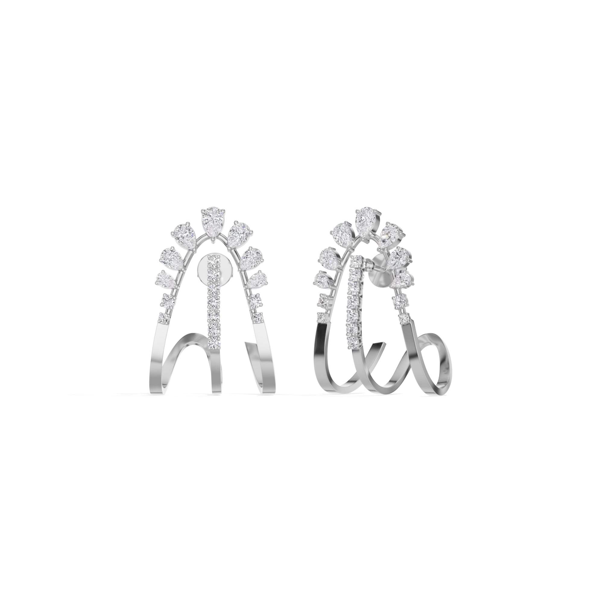 White Gold 1 50Ct Pave Arc Pear Lab Grown Diamond Zelora Earring