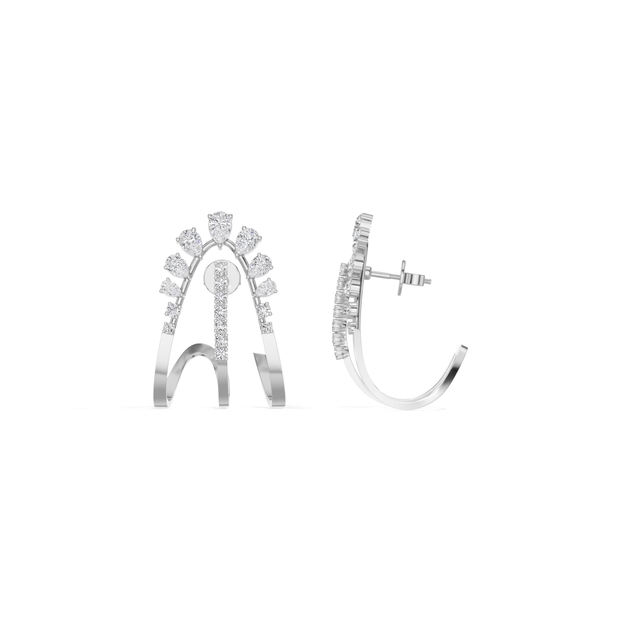White Gold 1 50Ct Pave Arc Pear Lab Grown Diamond Zelora Earring