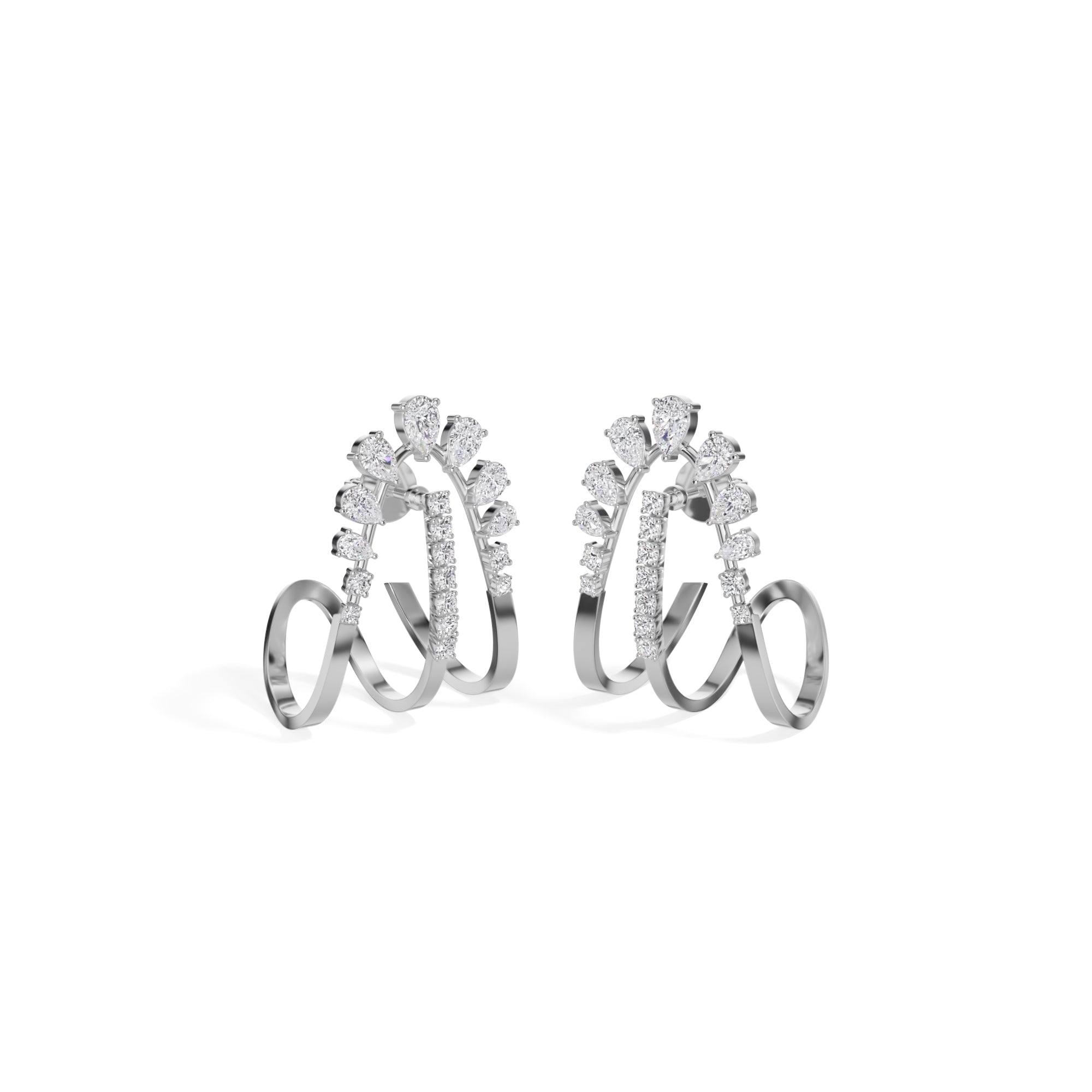 White Gold 1 50Ct Pave Arc Pear Lab Grown Diamond Zelora Earring