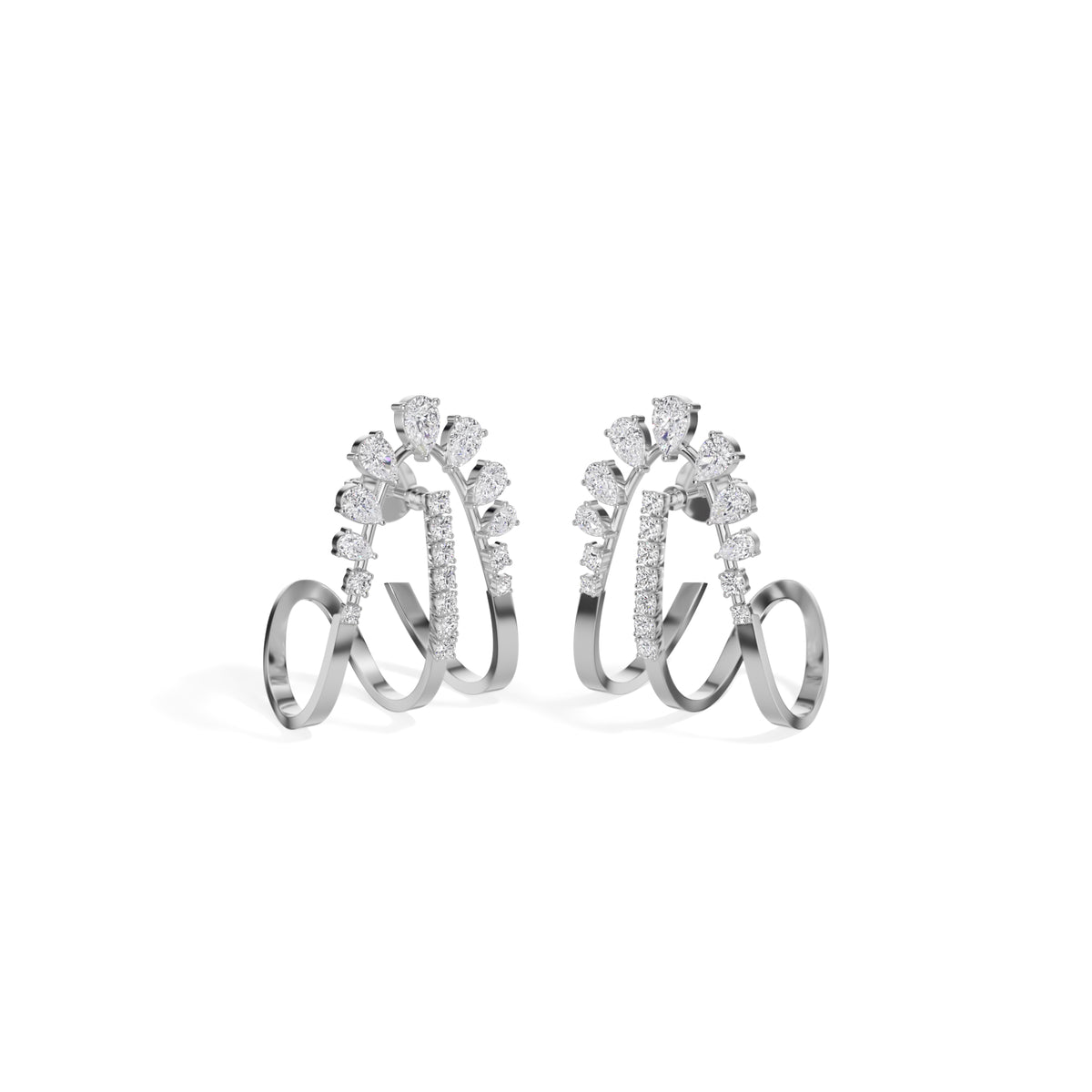 White Gold 1 50Ct Pave Arc Pear Lab Grown Diamond Zelora Earring
