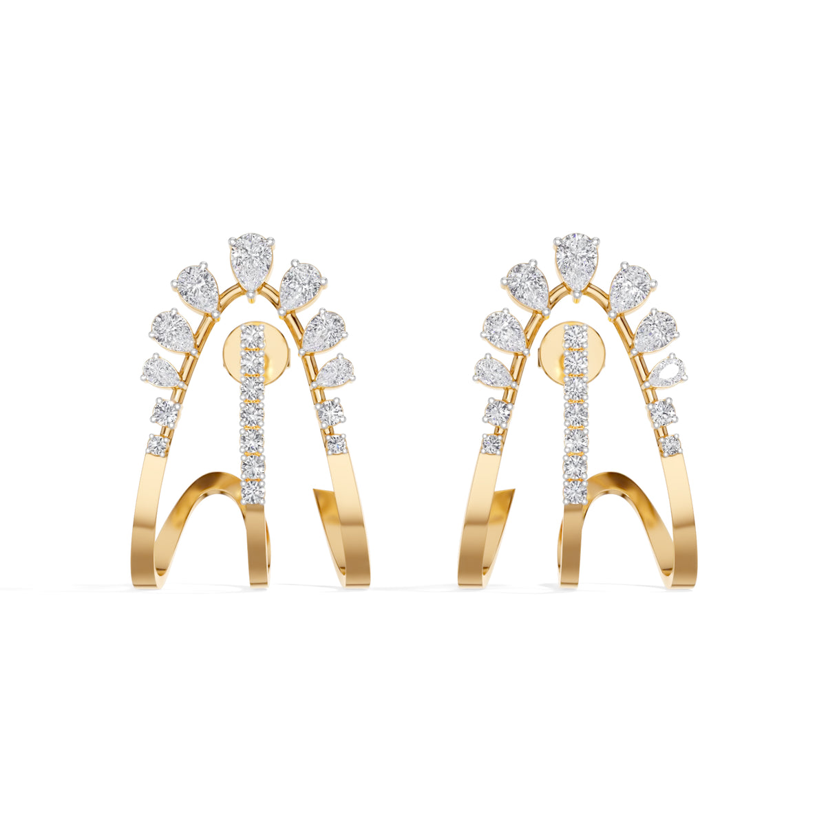 Yellow Gold 1 50Ct Pave Arc Pear Lab Grown Diamond Zelora Earring