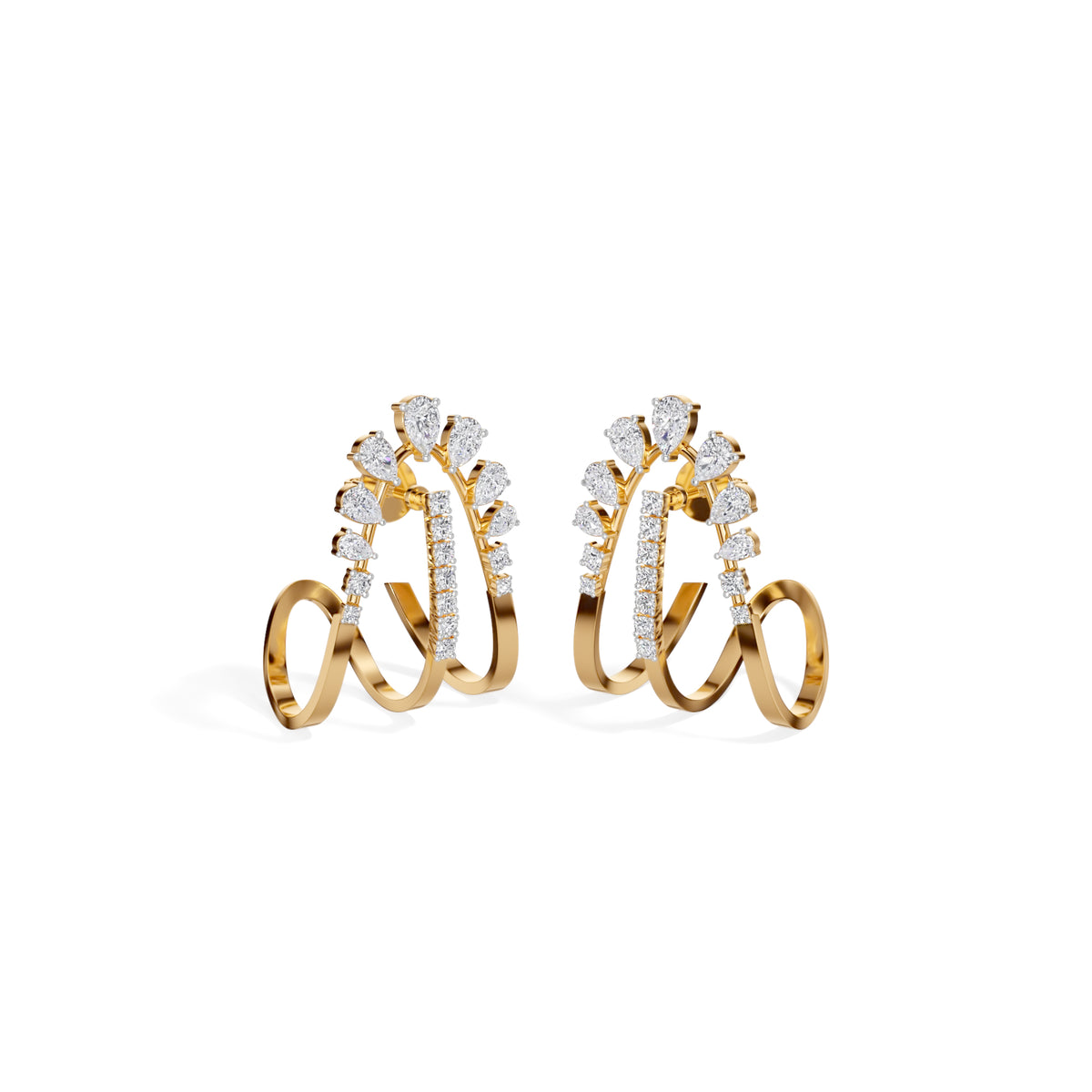 Yellow Gold 1 50Ct Pave Arc Pear Lab Grown Diamond Zelora Earring
