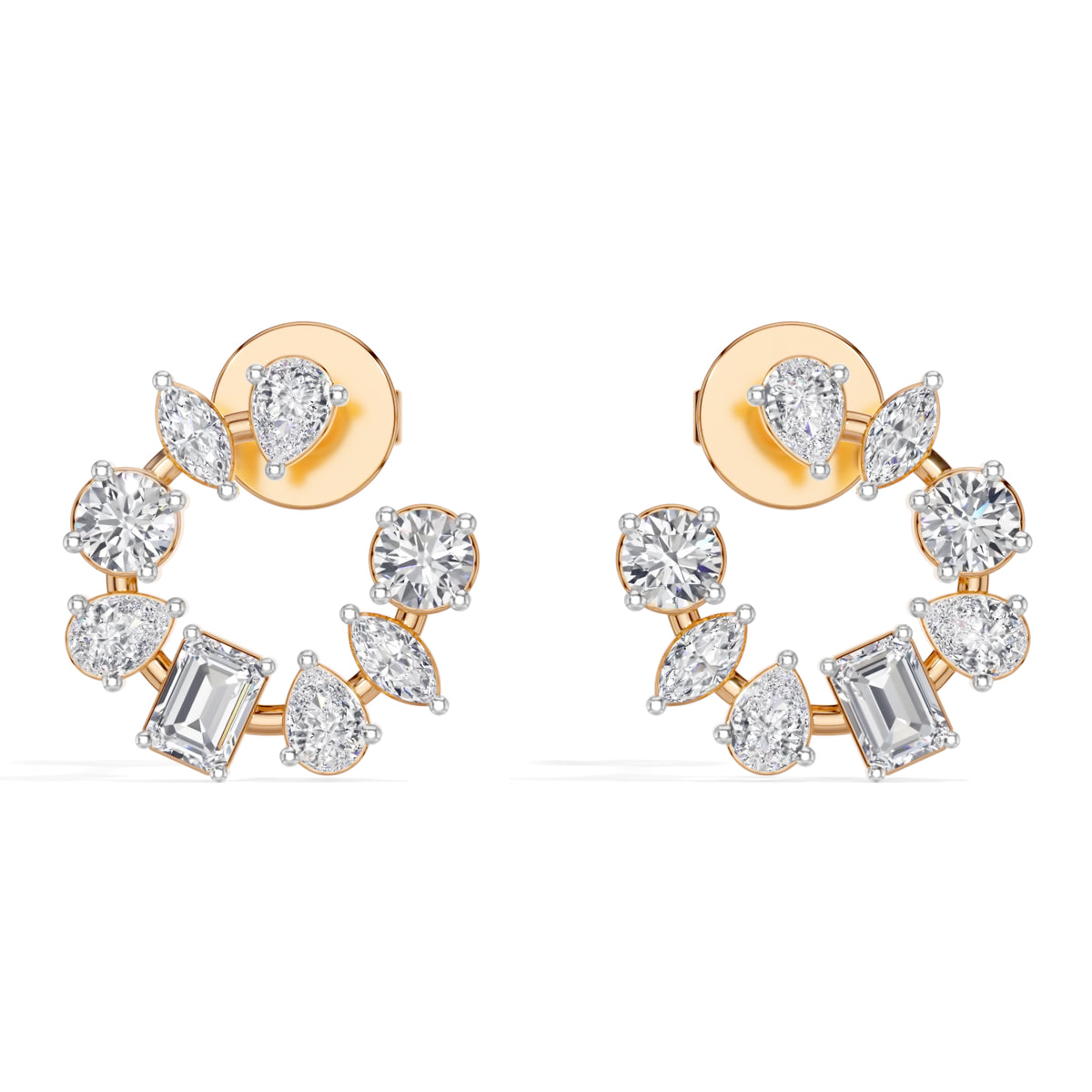 Rose Gold Multi Shape Halo Marquise Lab Grown Diamond Avenor Earring