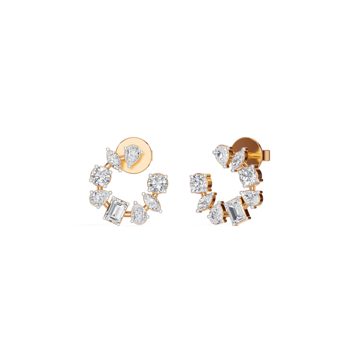 Rose Gold Multi Shape Halo Marquise Lab Grown Diamond Avenor Earring