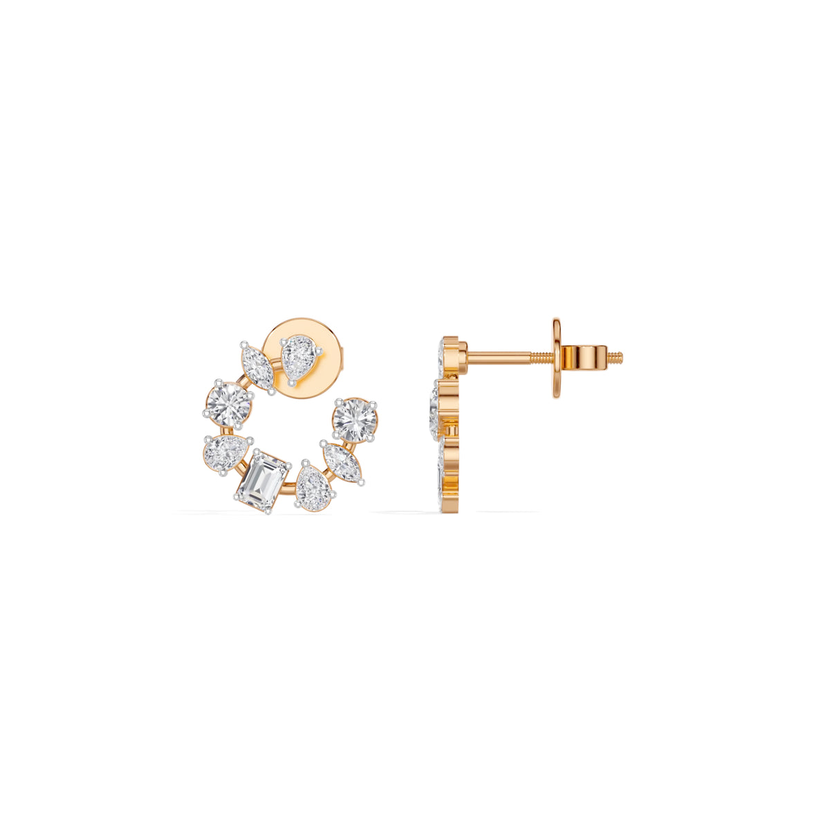 Rose Gold Multi Shape Halo Marquise Lab Grown Diamond Avenor Earring