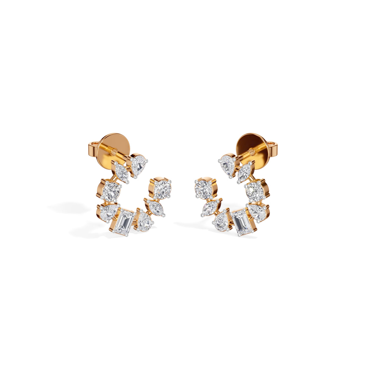 Rose Gold Multi Shape Halo Marquise Lab Grown Diamond Avenor Earring