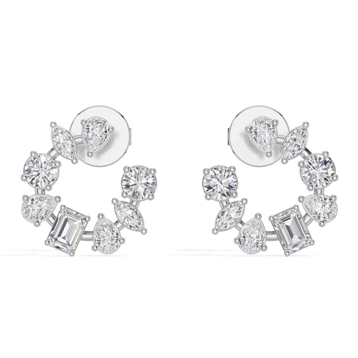 White Gold Multi Shape Halo Marquise Lab Grown Diamond Avenor Earring