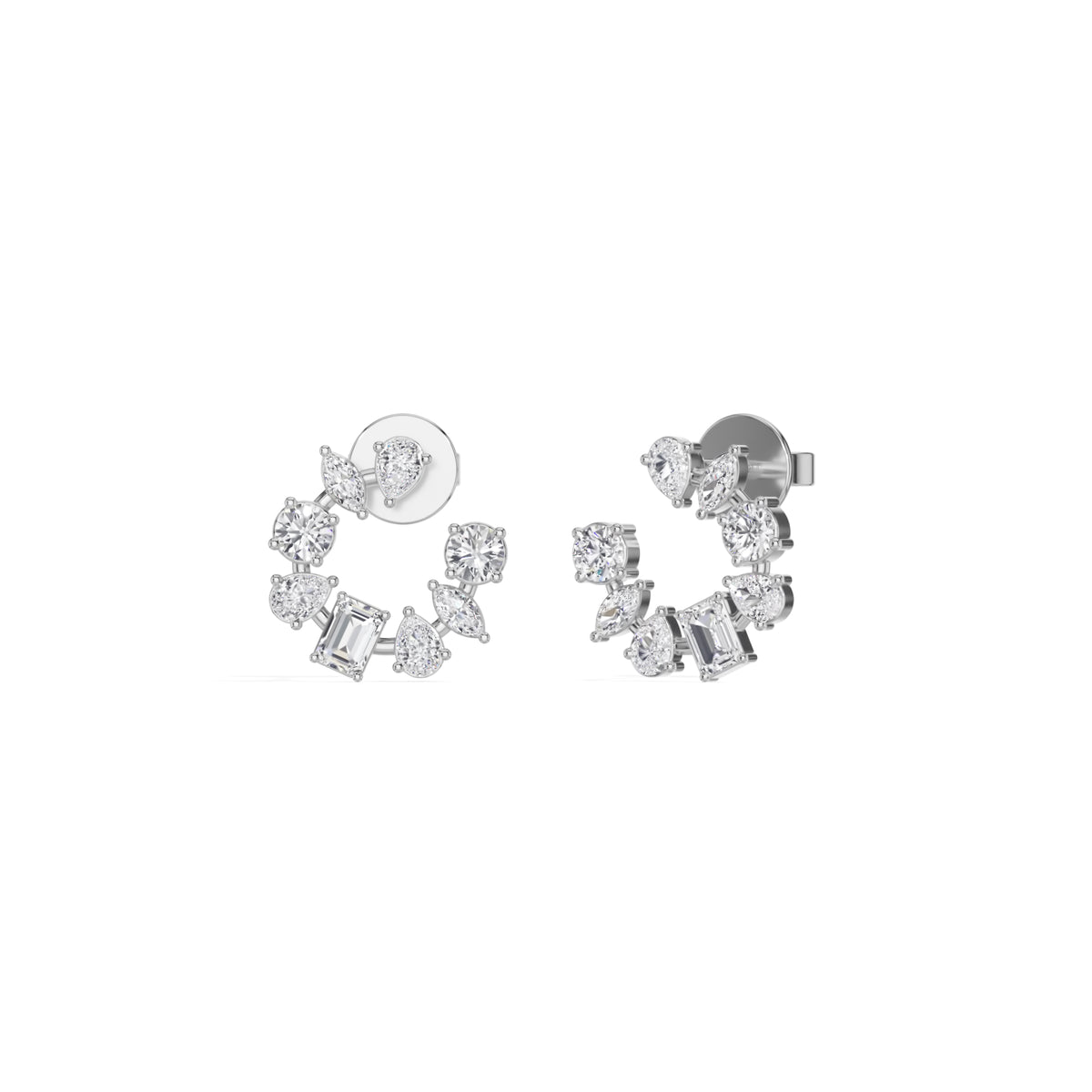 White Gold Multi Shape Halo Marquise Lab Grown Diamond Avenor Earring