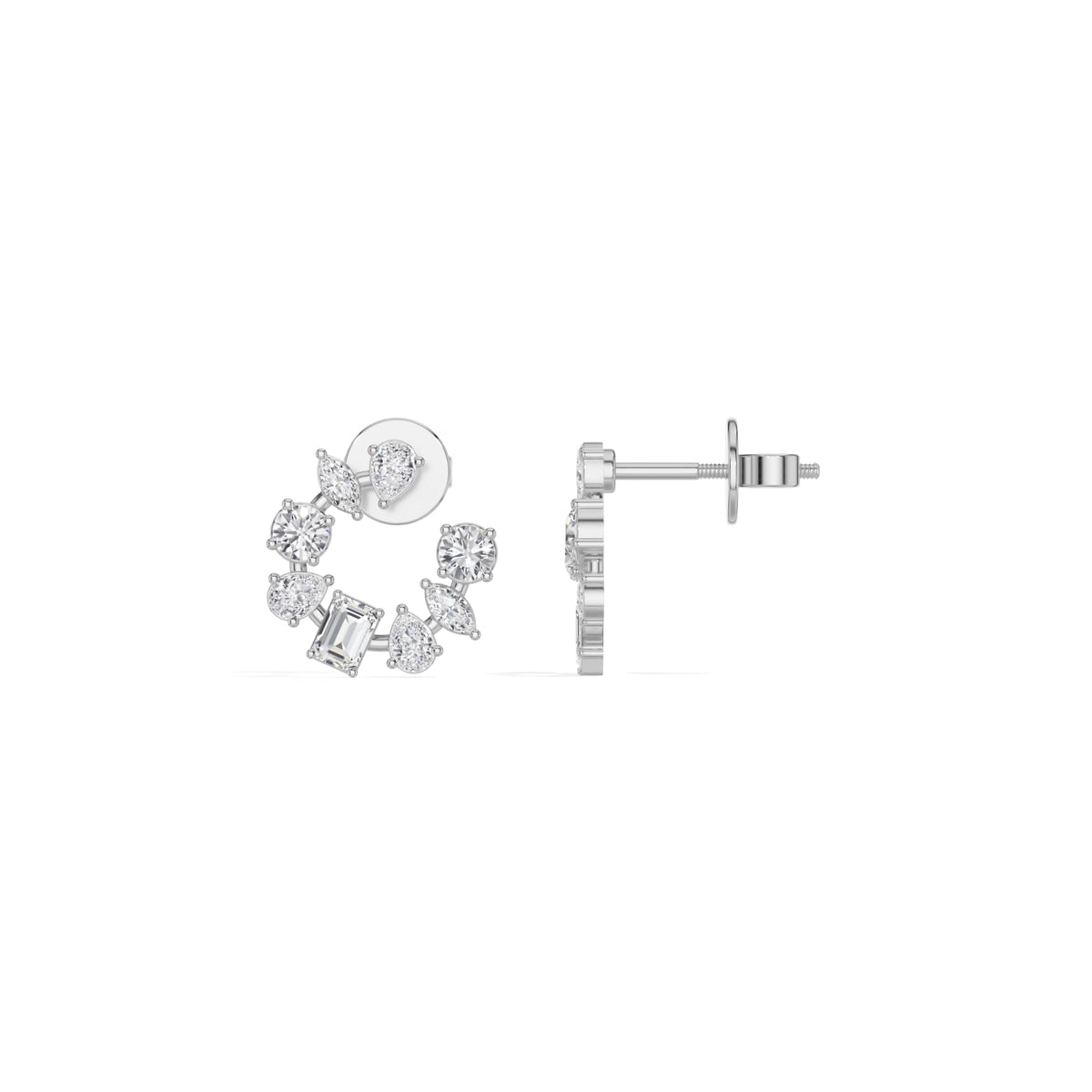 White Gold Multi Shape Halo Marquise Lab Grown Diamond Avenor Earring