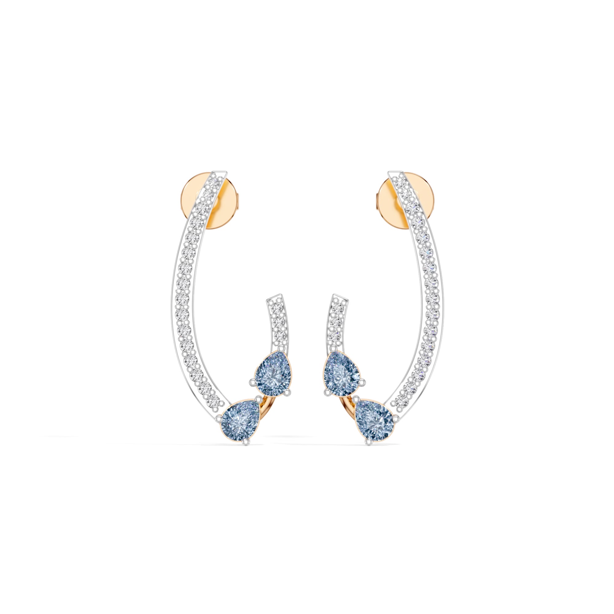 Rose Gold 1Ct Pave Curve Pear Lab Grown Diamond Myvexa Earring