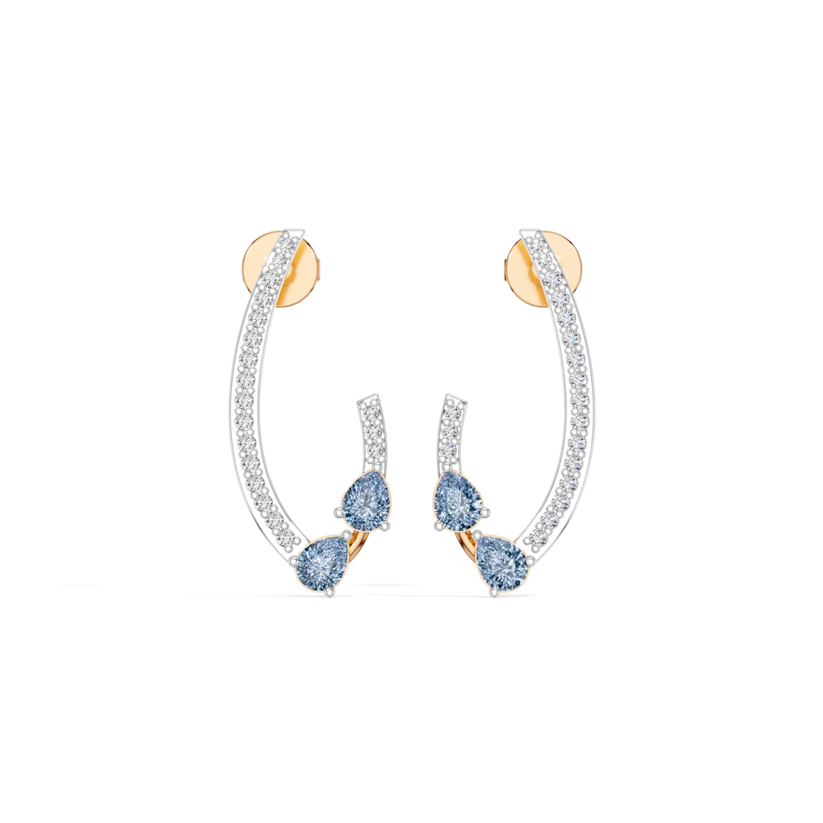 Rose Gold 1Ct Pave Curve Pear Lab Grown Diamond Myvexa Earring