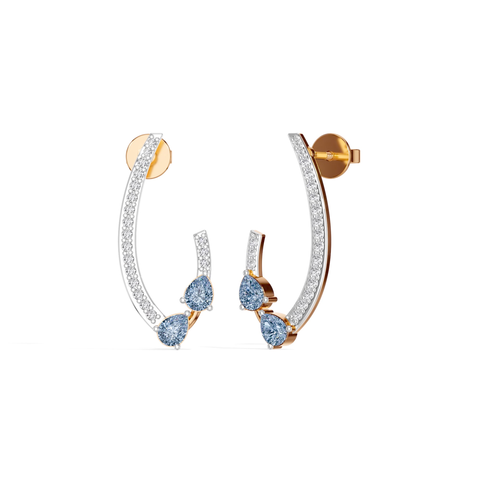 Rose Gold 1Ct Pave Curve Pear Lab Grown Diamond Myvexa Earring