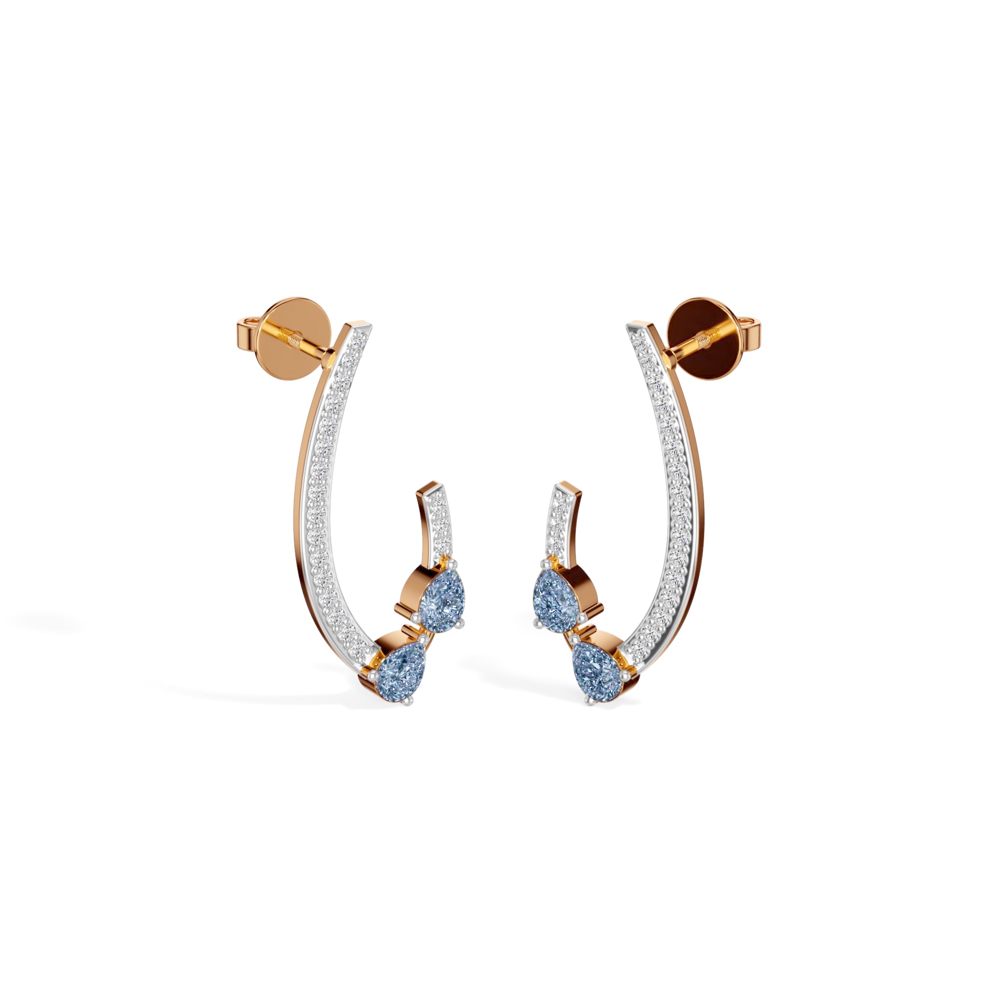 Rose Gold 1Ct Pave Curve Pear Lab Grown Diamond Myvexa Earring