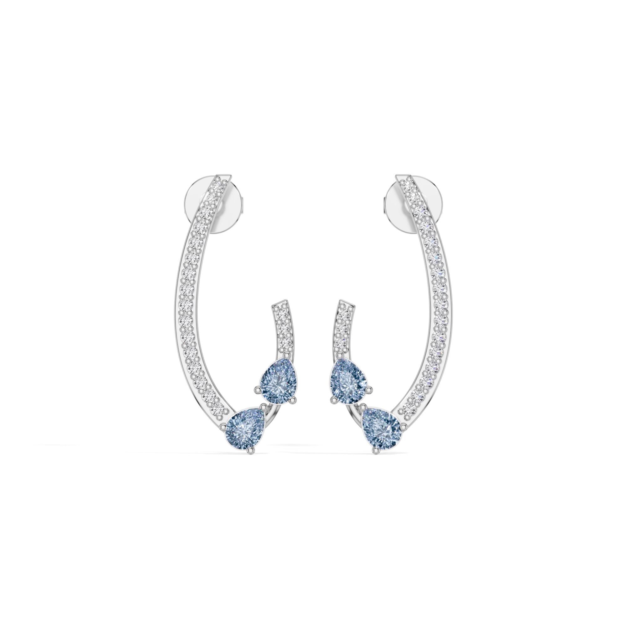 White Gold 1Ct Pave Curve Pear Lab Grown Diamond Myvexa Earring