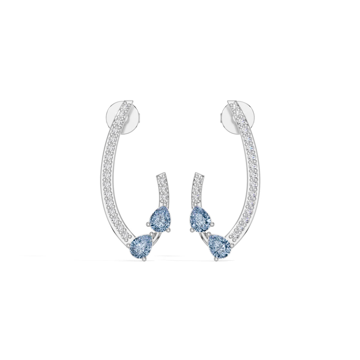 White Gold 1Ct Pave Curve Pear Lab Grown Diamond Myvexa Earring