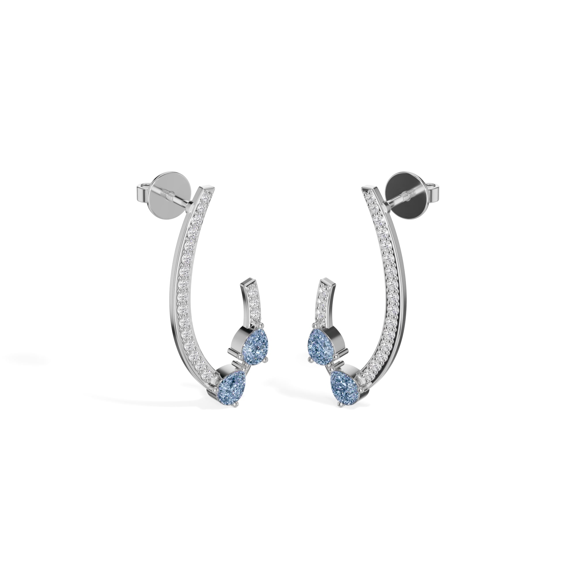 White Gold 1Ct Pave Curve Pear Lab Grown Diamond Myvexa Earring