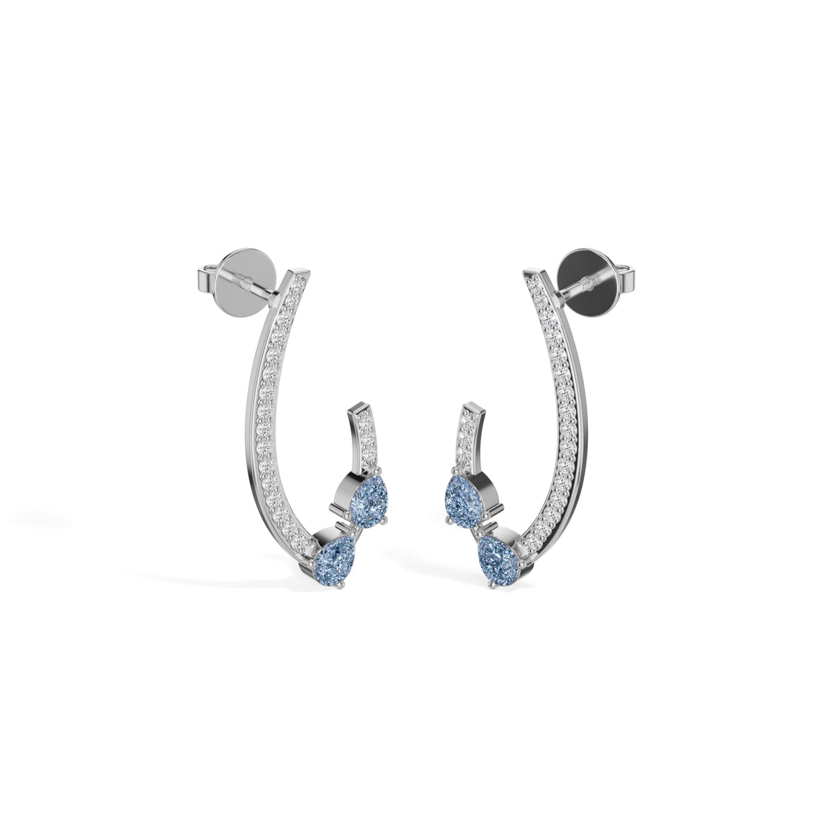 White Gold 1Ct Pave Curve Pear Lab Grown Diamond Myvexa Earring