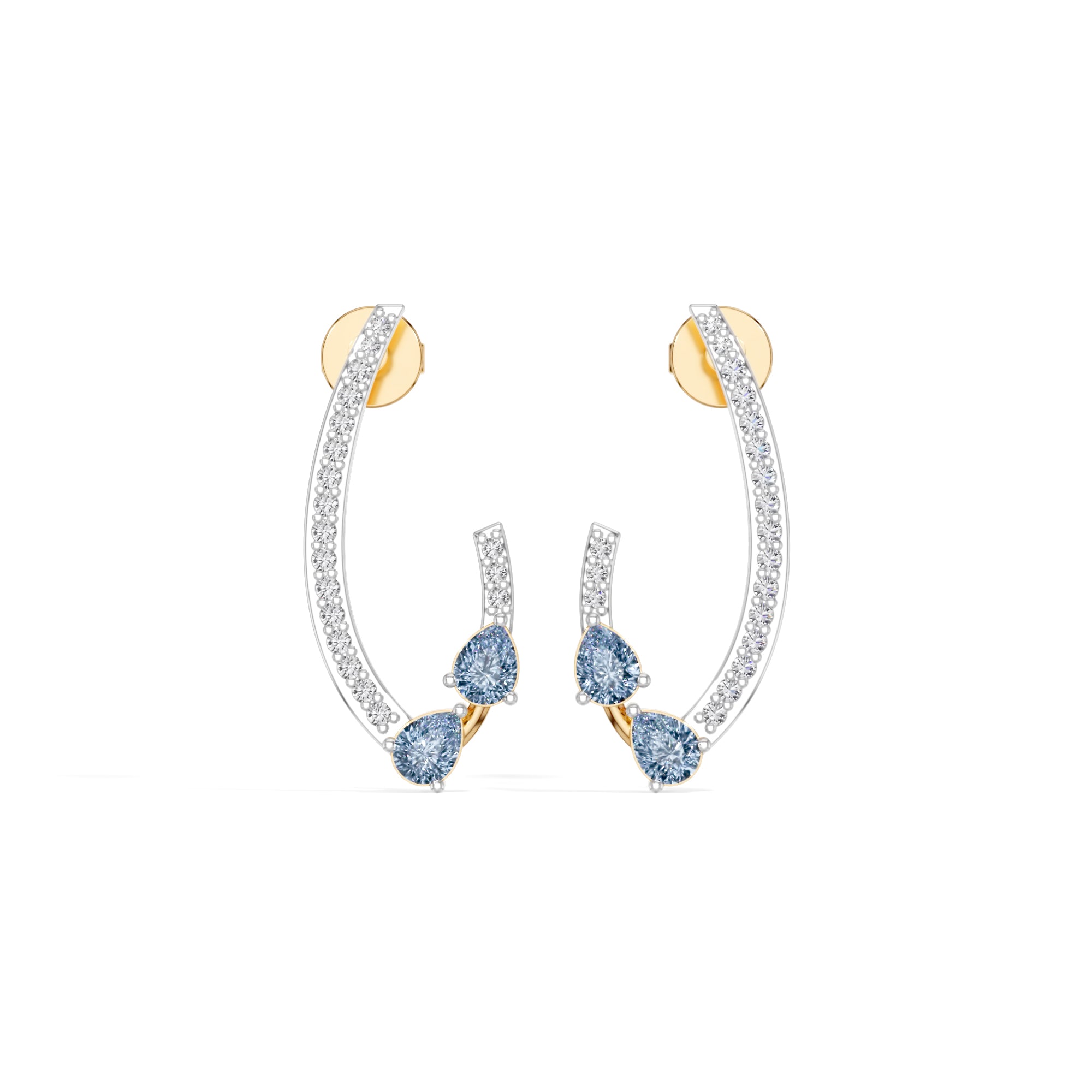 Yellow Gold 1Ct Pave Curve Pear Lab Grown Diamond Myvexa Earring