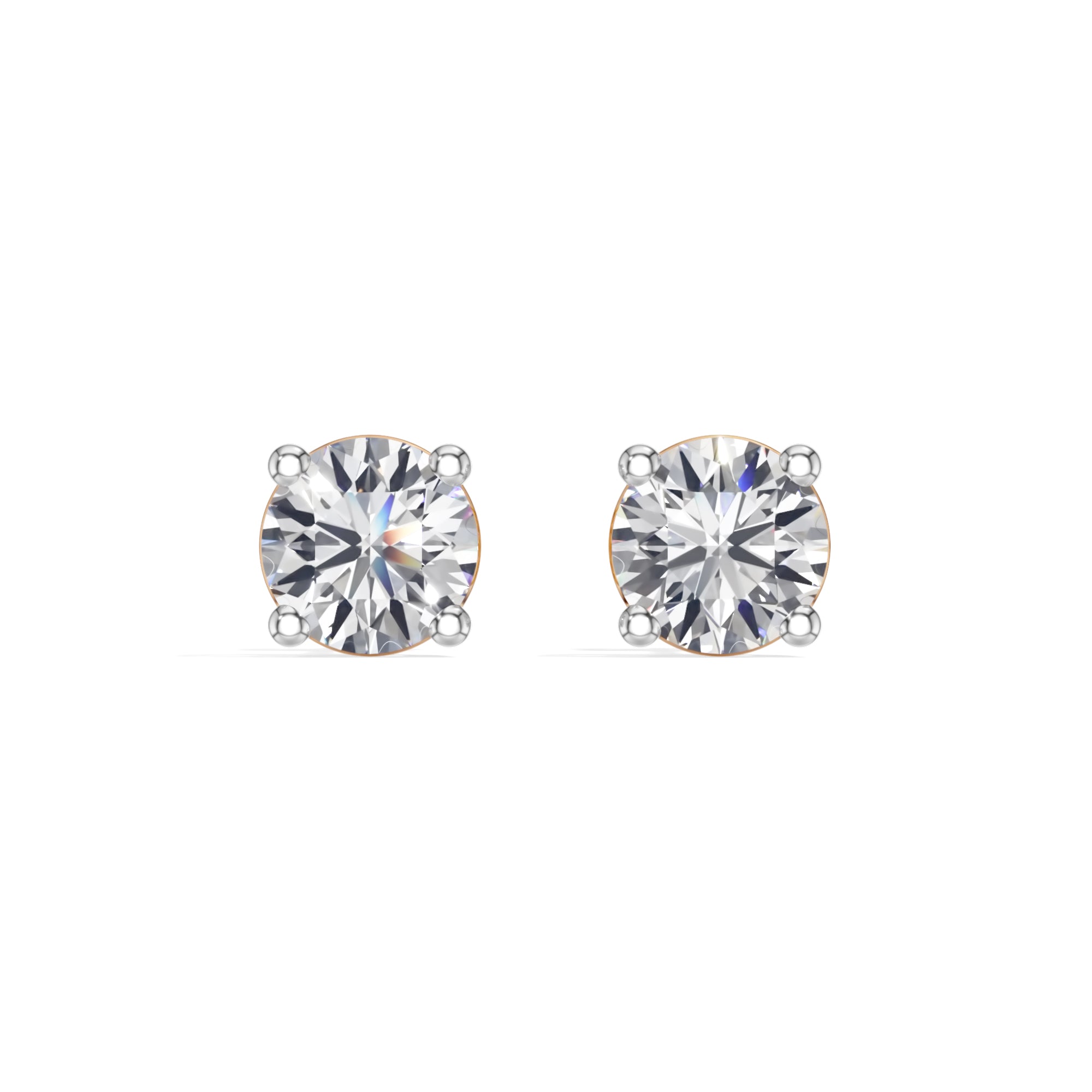 Rose Gold 1 50Ct Solitaire Stud Round Lab Grown Diamond Qyrelle Earring