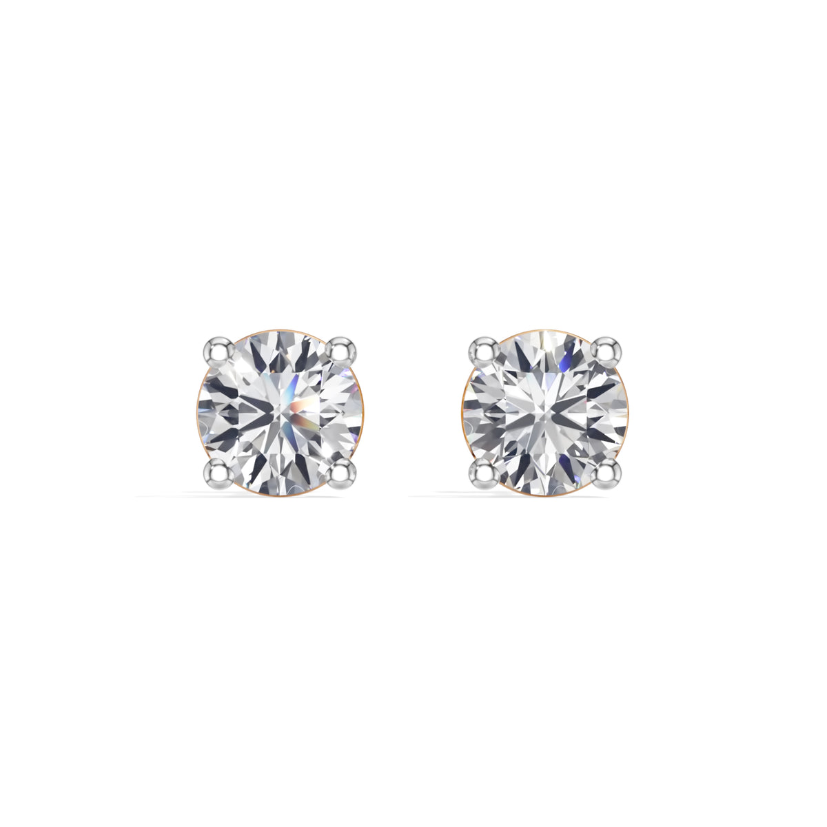 Rose Gold 1 50Ct Solitaire Stud Round Lab Grown Diamond Qyrelle Earring