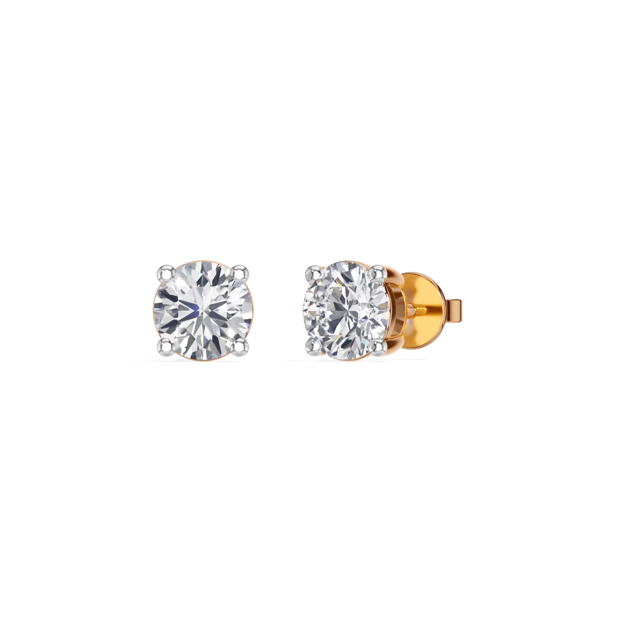 Rose Gold 1 50Ct Solitaire Stud Round Lab Grown Diamond Qyrelle Earring