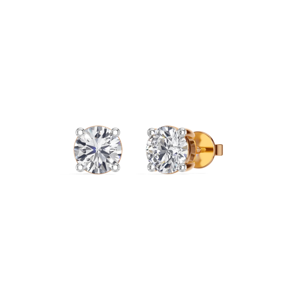 Rose Gold 1 50Ct Solitaire Stud Round Lab Grown Diamond Qyrelle Earring