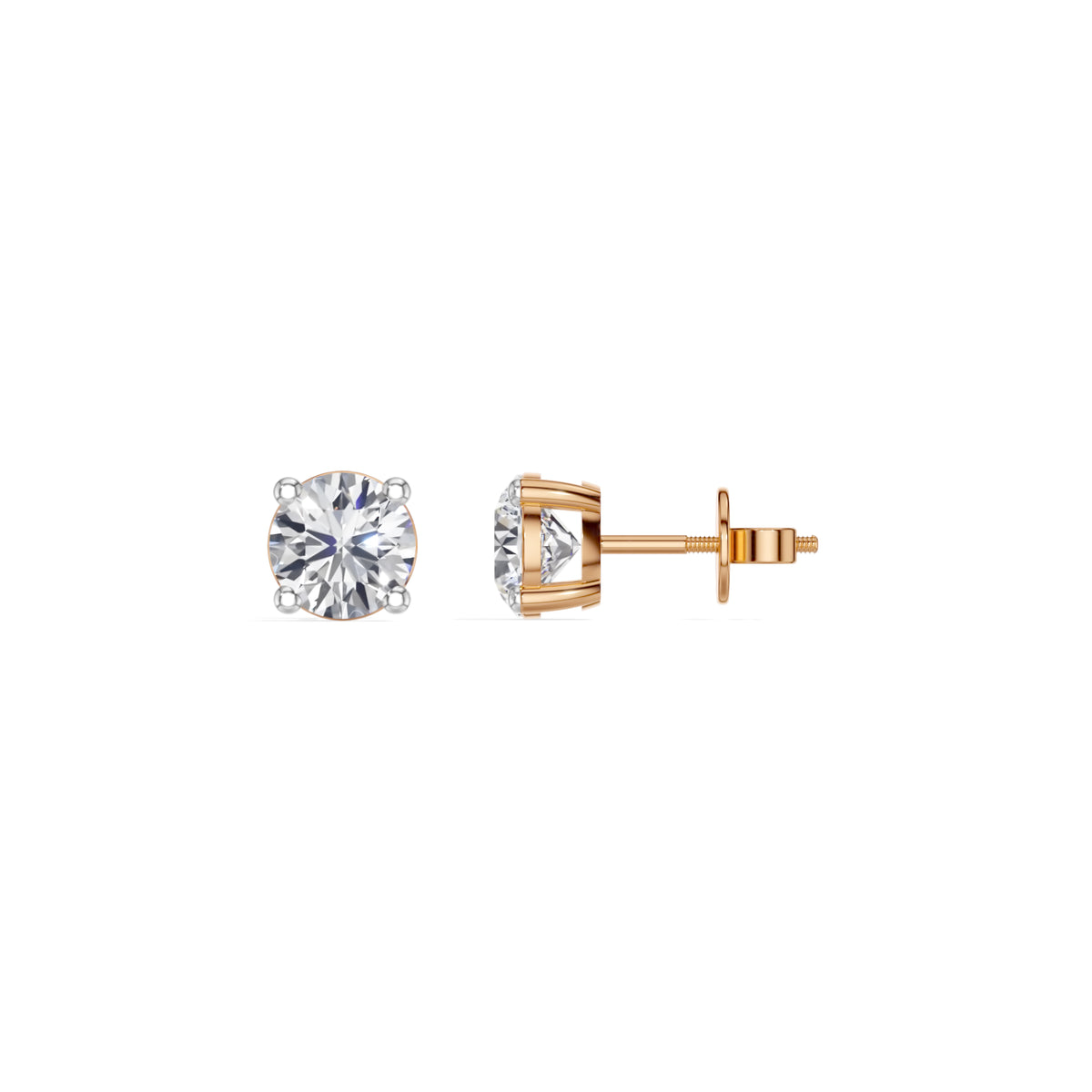 Rose Gold 1 50Ct Solitaire Stud Round Lab Grown Diamond Qyrelle Earring
