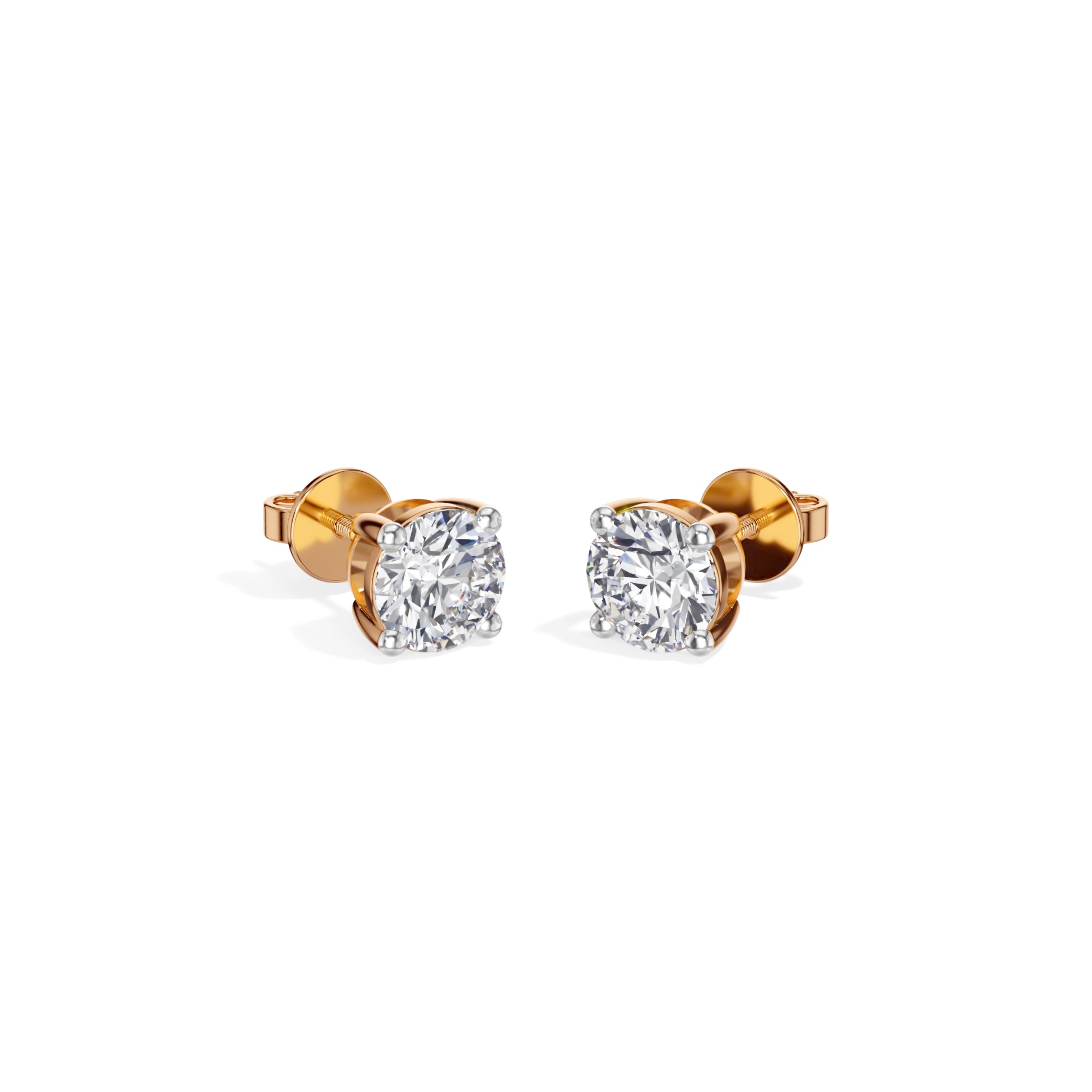 Rose Gold 1 50Ct Solitaire Stud Round Lab Grown Diamond Qyrelle Earring