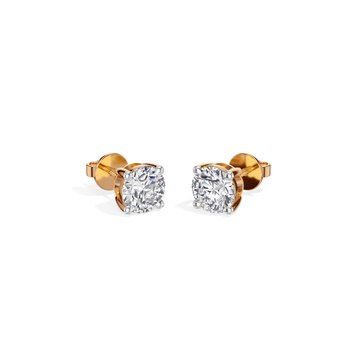 Rose Gold 1 50Ct Solitaire Stud Round Lab Grown Diamond Qyrelle Earring